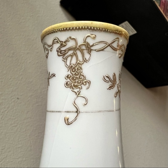 Vintage Antique Noritake Nippon Hand Painted Gold Candlestick Small Flower Vase - Picture 15 of 17